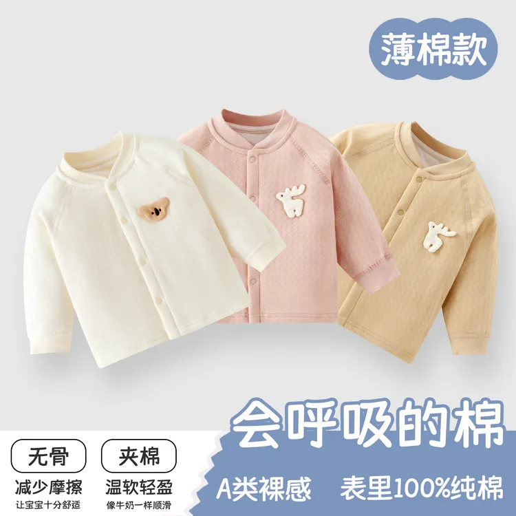 夹棉内衣纯棉a类男女宝宝冬季防寒婴儿衣服秋冬款