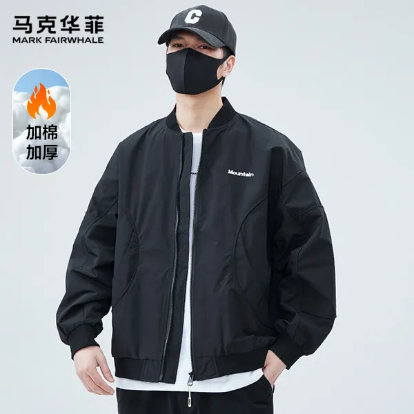马克华菲冬季男士抗皱工装风美式夹克韩版立领宽松休闲百搭外套