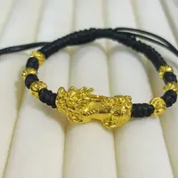 合金手链 编绳貔貅手链 金色饰品编织手链黑色红色情侣男女通用  