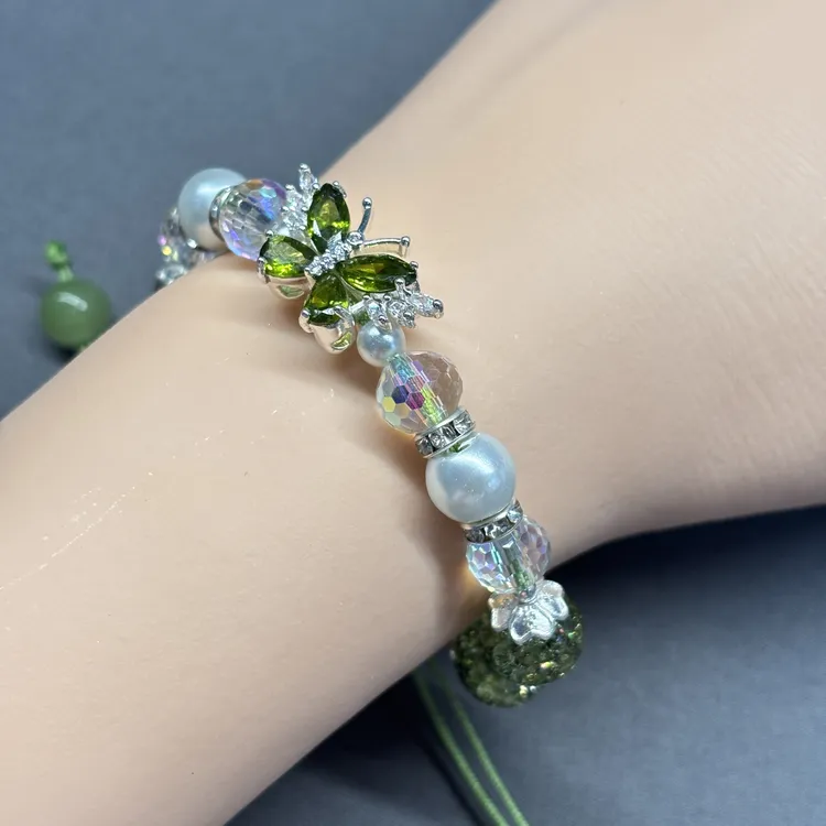 铜合金琉璃手链 【诺欢手作】怜墨DIY手链轻奢串珠手串