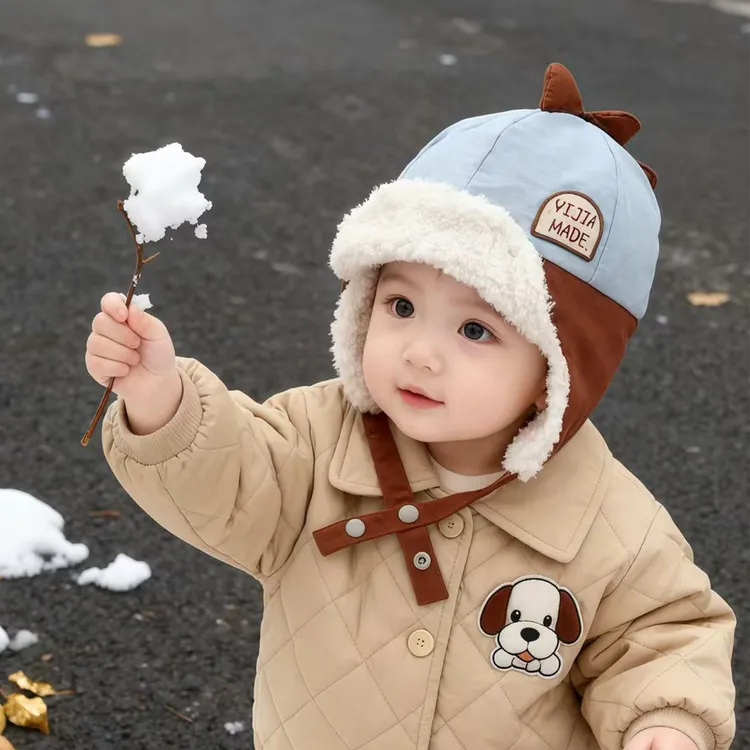 儿童帽子冬天加绒加厚雷锋帽男女宝宝可爱卡通保暖护耳帽防风帽韩