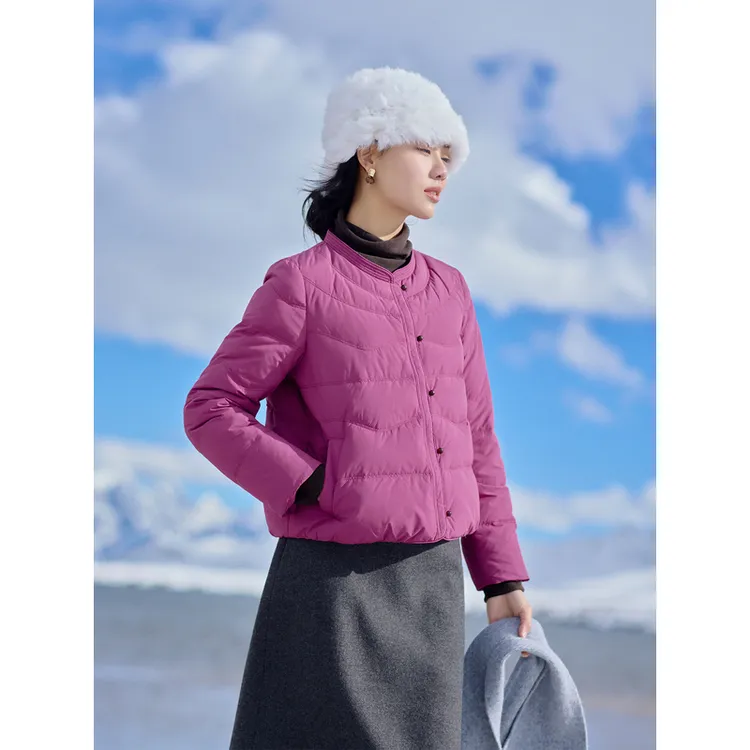 红念白鸭绒玫红色女款小个子2025年新款轻薄小个子不臃肿羽绒服