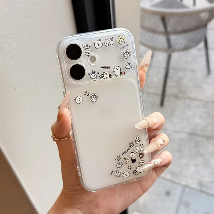 秒变大视窗自嘲熊堆堆乐适用苹果17PROMAX磨砂水晶手机壳iPhone16