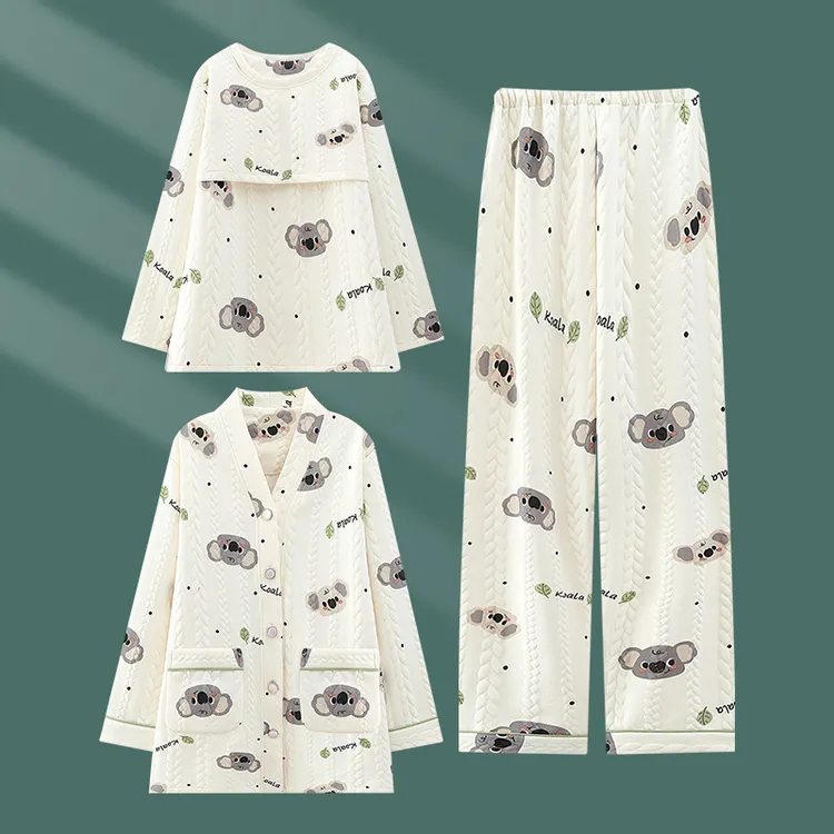 三件套空气棉月子服10-11月份产妇秋冬款哺乳家居服孕妇睡衣秋季