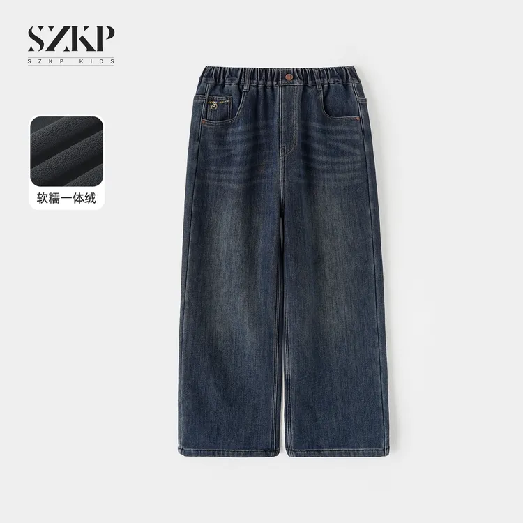 SZKP冬季新款女童装保暖裤子中大童休闲儿童加绒牛仔裤JMKD557186