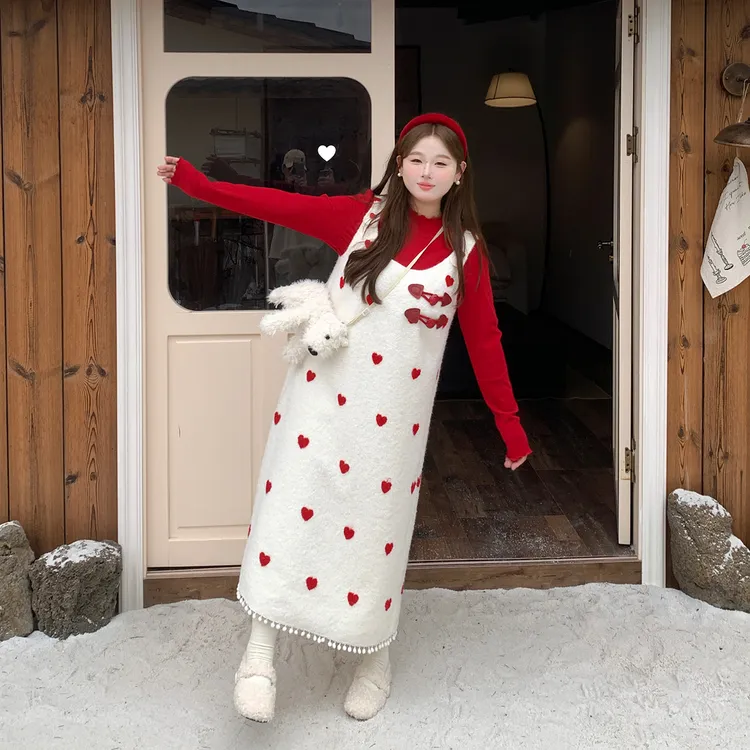 徐达布【月光琥珀】大码连衣裙女气质裙秋冬微胖背心裙L38787C54