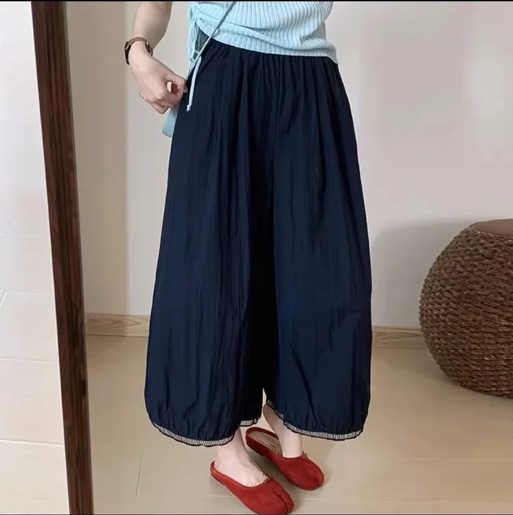 2025夏季新款百搭灯笼裤松紧腰时尚减龄气质阔腿裤
