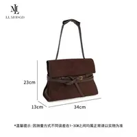 型走四方 复古时尚麂皮绒通勤休闲百搭斜跨高级感手提包LL-263403