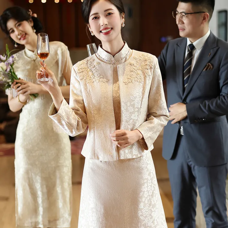 喜婆婆婚宴装2026新款轻奢高级结婚礼妈妈礼服小香风两件套装