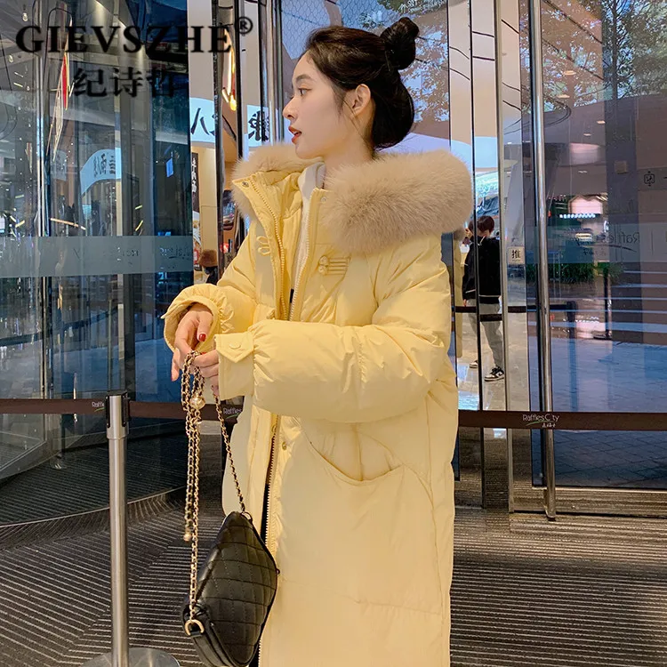 纪诗哲毛领羽绒服女款爆款2025新款正品中长款百搭显瘦时尚外套女