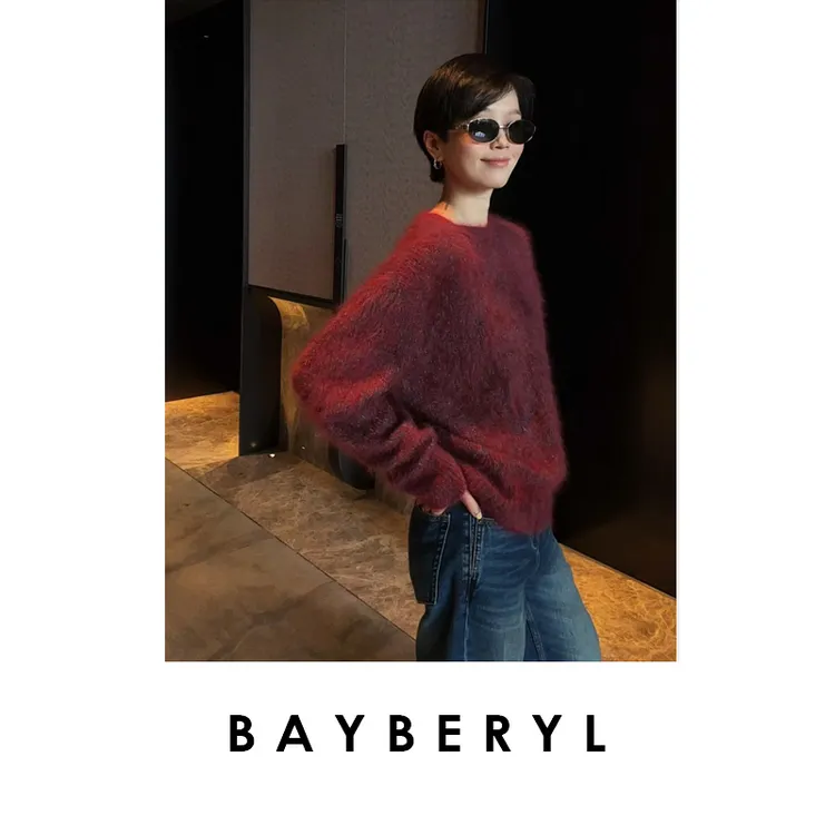 CC10-BAYBERYL老贝糯系*圆领拉绒花纱无缝针织衫ZZS5I0902