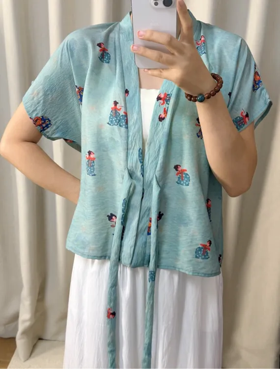 夏季新中式国风天丝芝麻唐褙子小开衫