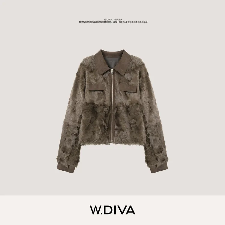 W.Diva【冬日特调】稀缺限量巴恩风拼皮小湖羊皮毛一体女54C282886