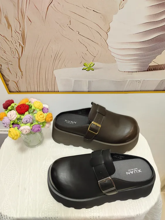 30092厚底增高包头半拖鞋女新款外穿一脚蹬懒人舒适勃肯鞋