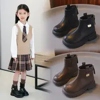 女童鞋子儿童短靴2025秋冬新款小女孩宝宝洋气马丁靴英伦风皮靴子