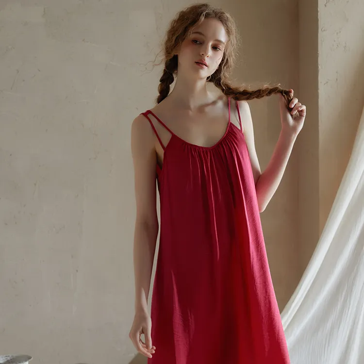 尘熙夏季新款带胸垫吊带睡裙睡衣女宽松甜美可爱家居服性感可外穿