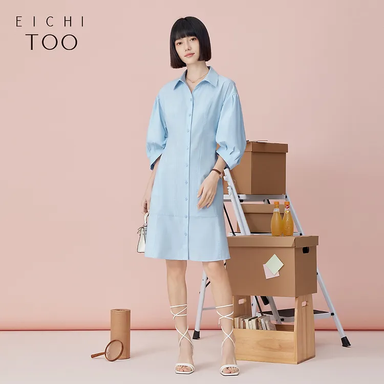 A爱居兔夏季新款宽松舒适时尚短袖连衣裙EQLBJ2P006A