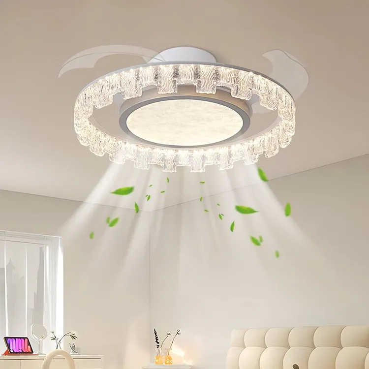 隐形风扇灯家用新款极简卧室书房节能吸顶灯现代简约一体电扇灯