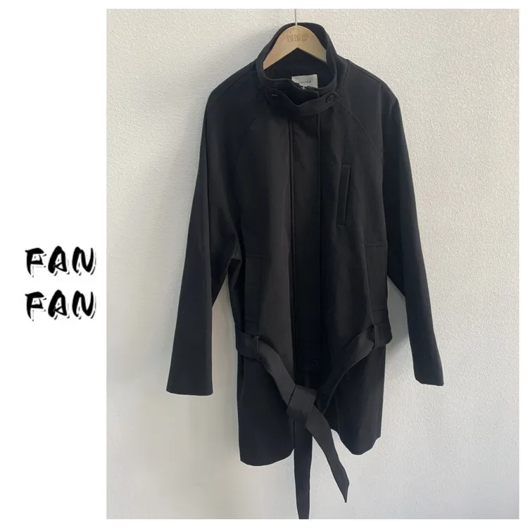 FANFAN 【优雅黑复古风衣】立领中长款外套