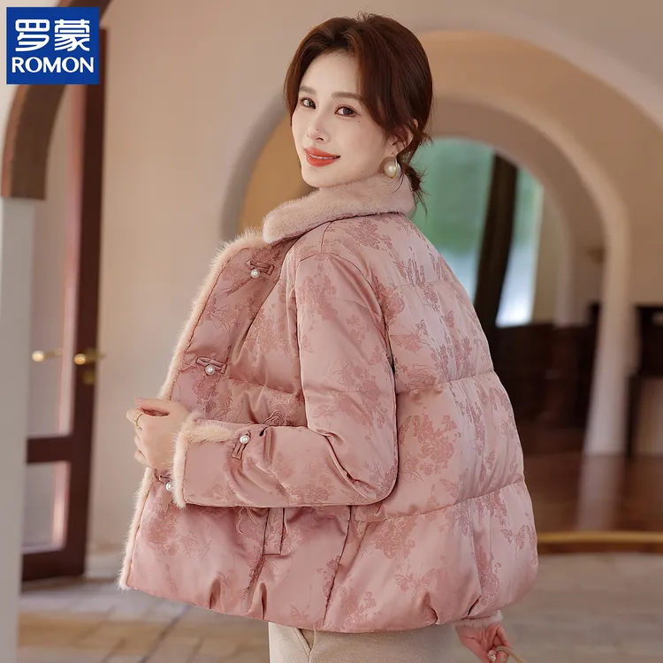 罗蒙妈妈冬国风水貂绒棉袄中年时尚棉服中老年女装冬季保暖棉衣