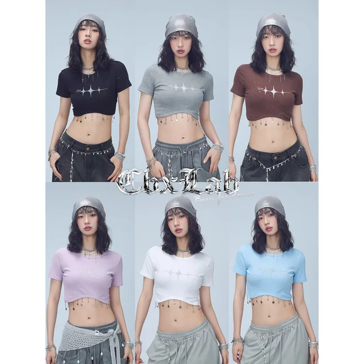 【达人专属】CBXLAB街舞潮牌海浪手工流苏小衫黑色显瘦辣妹欧美修身