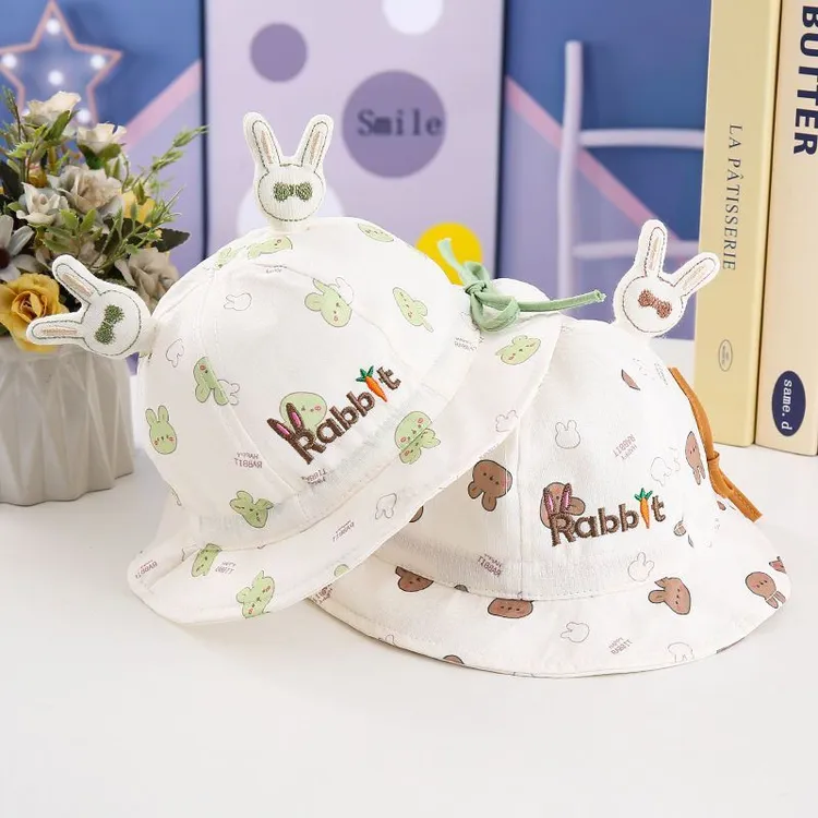 婴儿帽子春秋新款可爱超萌宝宝渔夫帽夏天薄款男女外出防晒遮阳帽