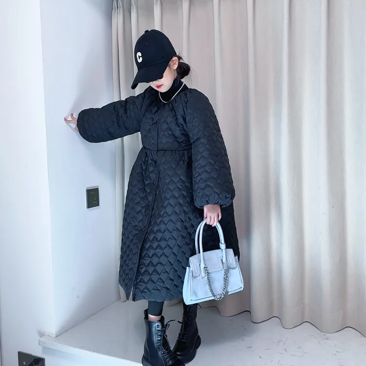 女童棉服冬季2024新款洋气过膝长款韩版棉衣中童加绒加厚保暖外套