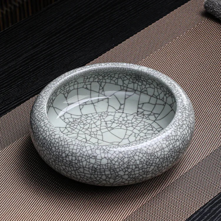 哥窑开片纹笔洗茶洗花盆陶瓷大号冰裂烟灰缸茶渣缸功夫茶道零配件