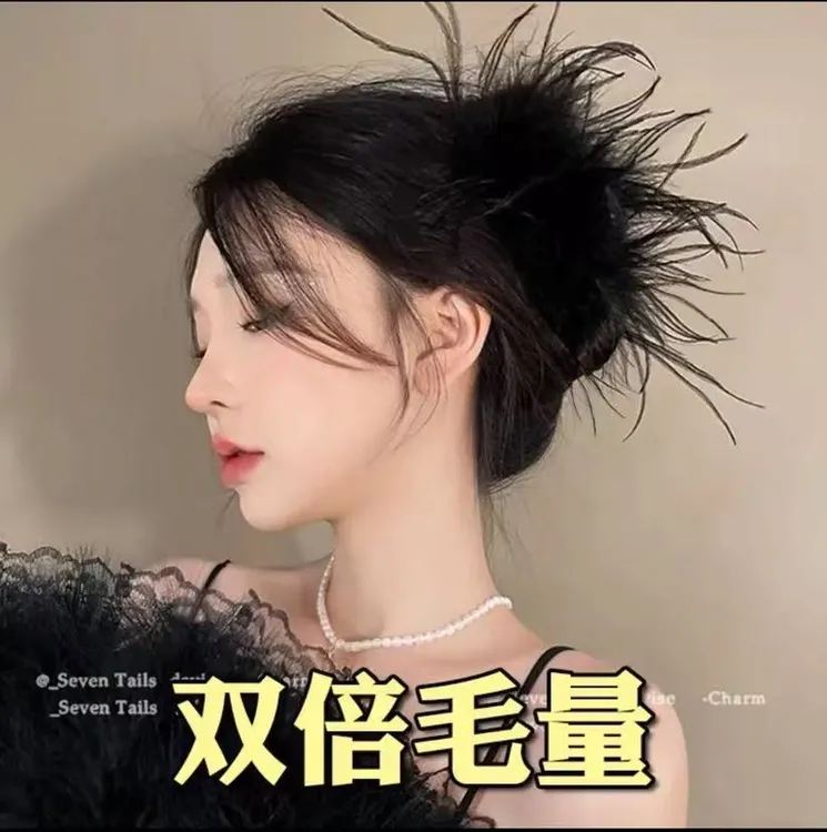超仙ins纯欲风羽毛抓夹网红爆款毛毛夹百搭飘逸显发量后脑勺发夹