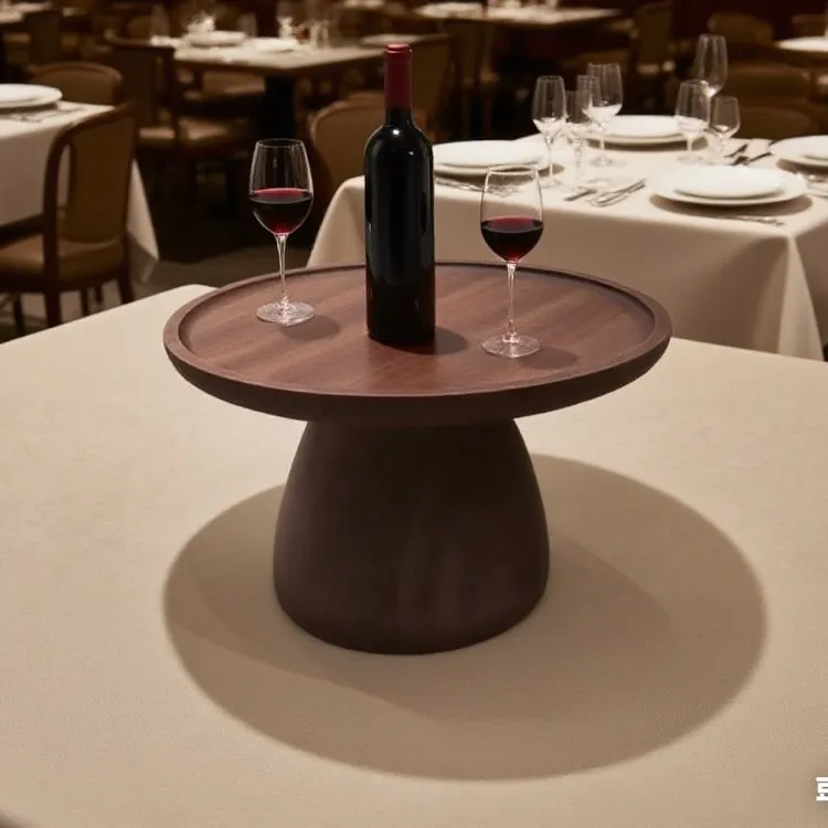 乌檀木实木托盘圆形设计轻奢复古酒店摆酒瓶酒杯超高档家用创意