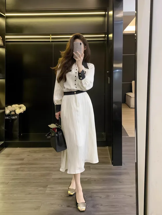 法式连衣裙女2025春季高级感气质收腰显瘦今年爆款连衣裙