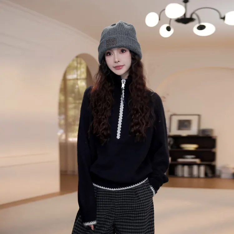 【YANYAN】高领半拉链毛衣女秋冬慵懒风长袖针织衫YY-9300