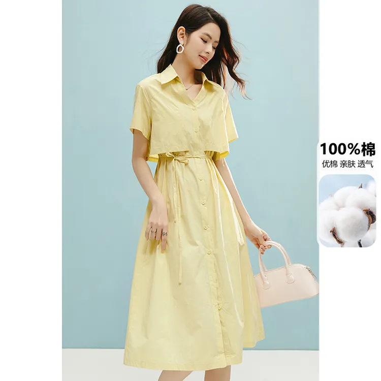 晚白【新品】2025夏裙子短袖连衣裙25022821