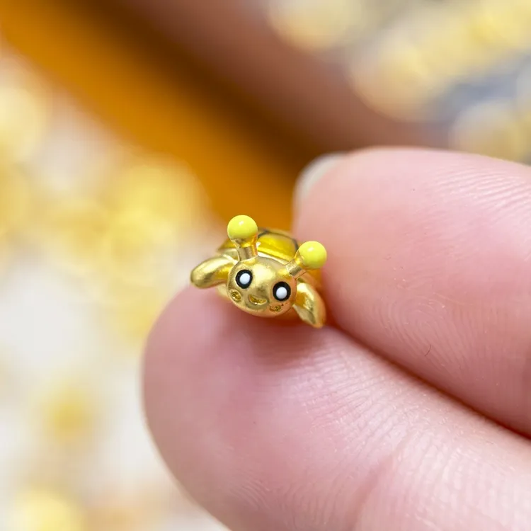 【金哆哆】足金999小龟蜜小乌龟黄金手绳手串配件送礼物烤漆