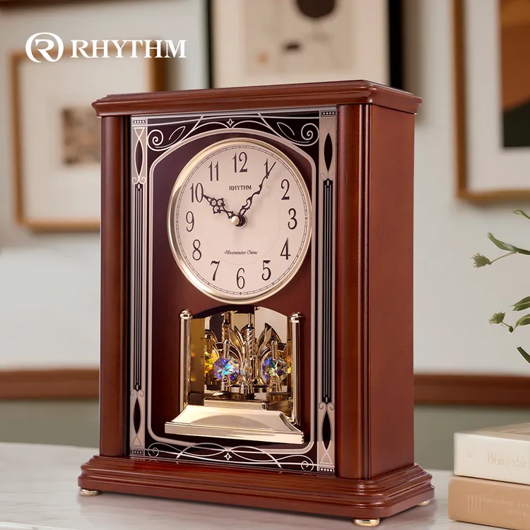 丽声实木座钟轻奢精致水晶转台客厅电视柜百搭风格在整点钟声报时