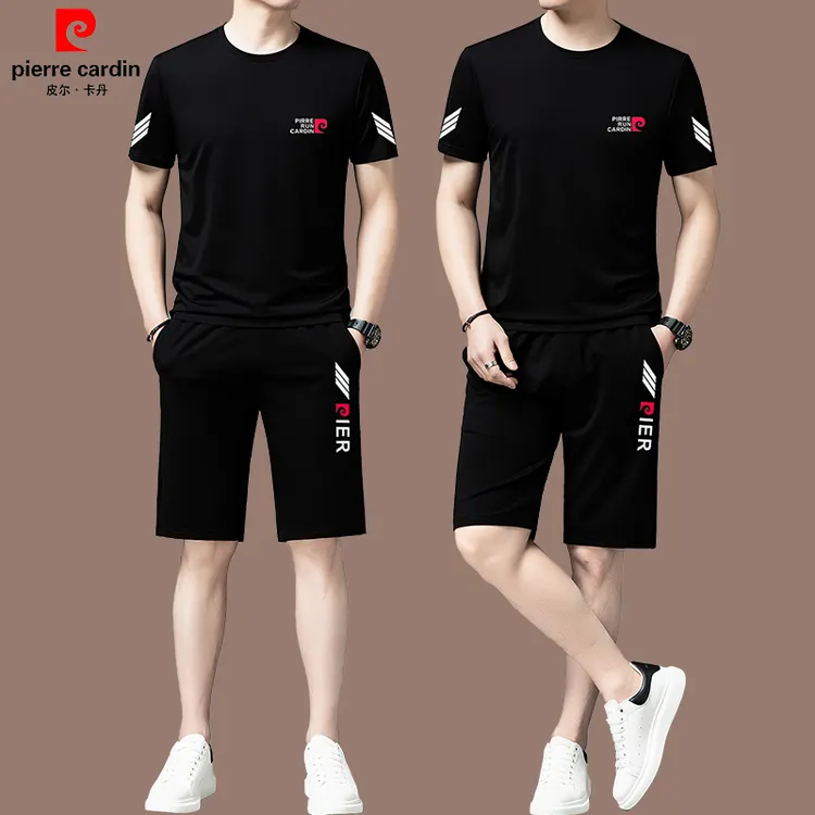 【皮尔卡丹 官方正品】夏季2025新款桑蚕丝男士运动服套装短袖短裤
