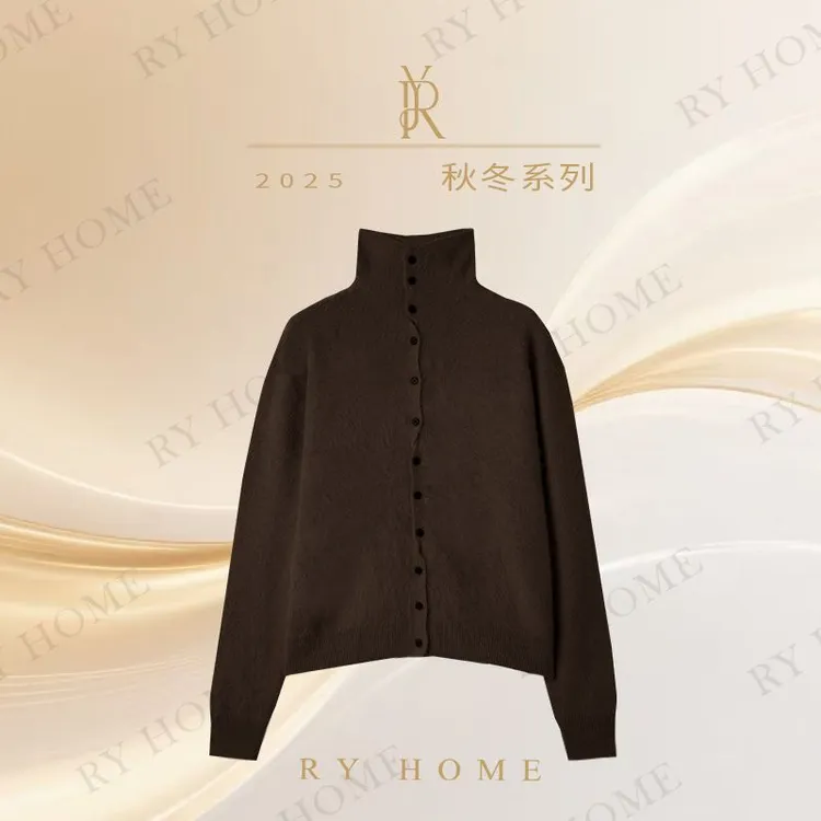 【容雨RYHOME】山羊绒+桑蚕丝高领软糯羊毛毛衣开衫253M3240
