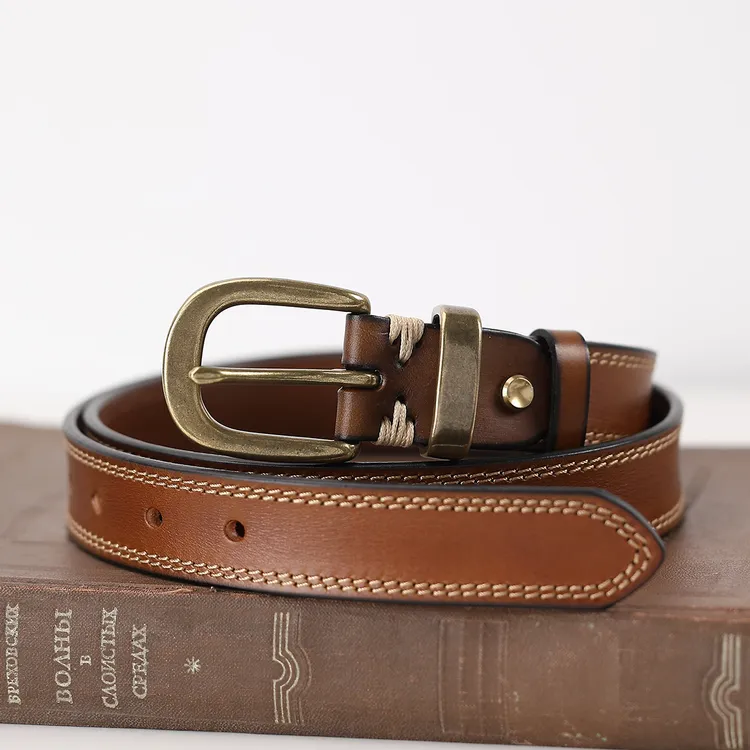 头层牛皮皮带女配牛仔裤百搭休闲复古女式裤带2025新款腰带女简约