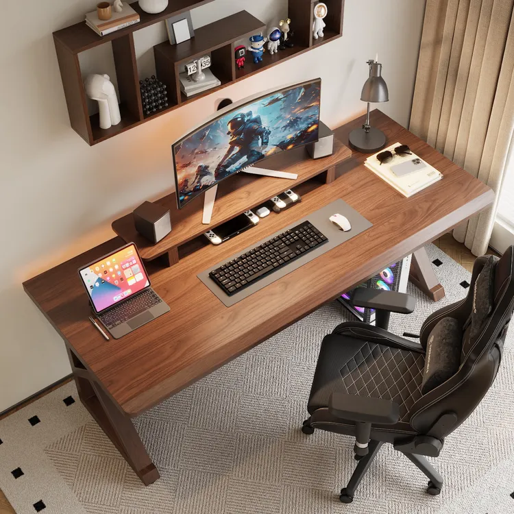 艺难忘大板双人实木电脑桌家用办公桌书桌学习桌现代台式电竞桌
