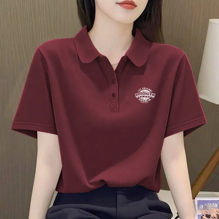 潮流纯棉夏季大码polo衫休闲体恤衫百搭宽松显瘦短袖上衣女装时尚