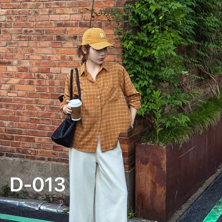 慵懒风休闲格子衬衫女春秋薄款长袖开衫洋气时髦外穿上衣