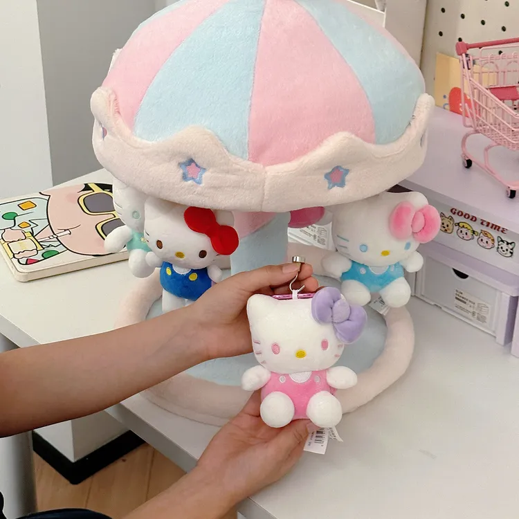 创意旋转木马玩偶小挂件收纳架毛绒玩具小饰品钥匙扣娃娃展示摆件