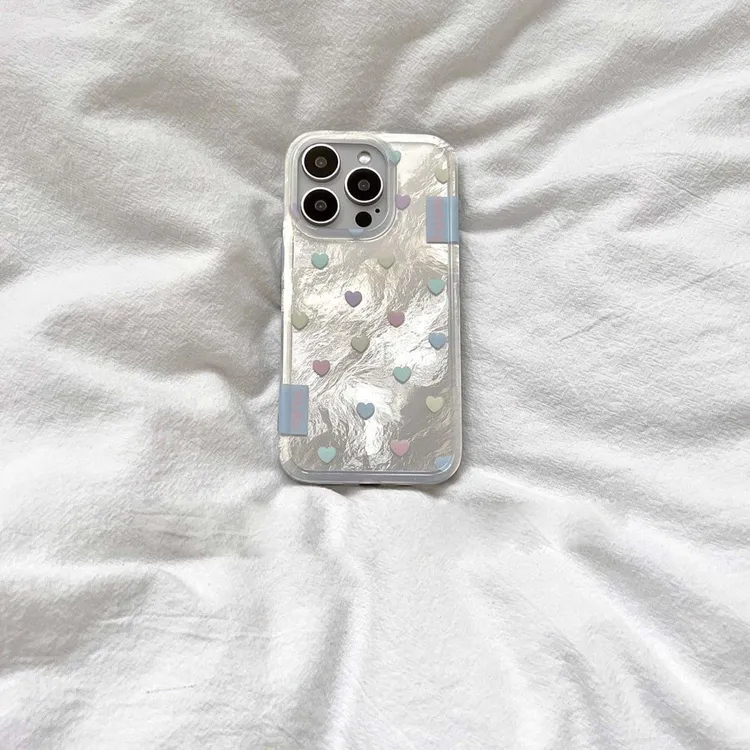 BANCAins满屏小爱心适用苹果16/15冰川纹手机壳VIVO华为OPPO小米