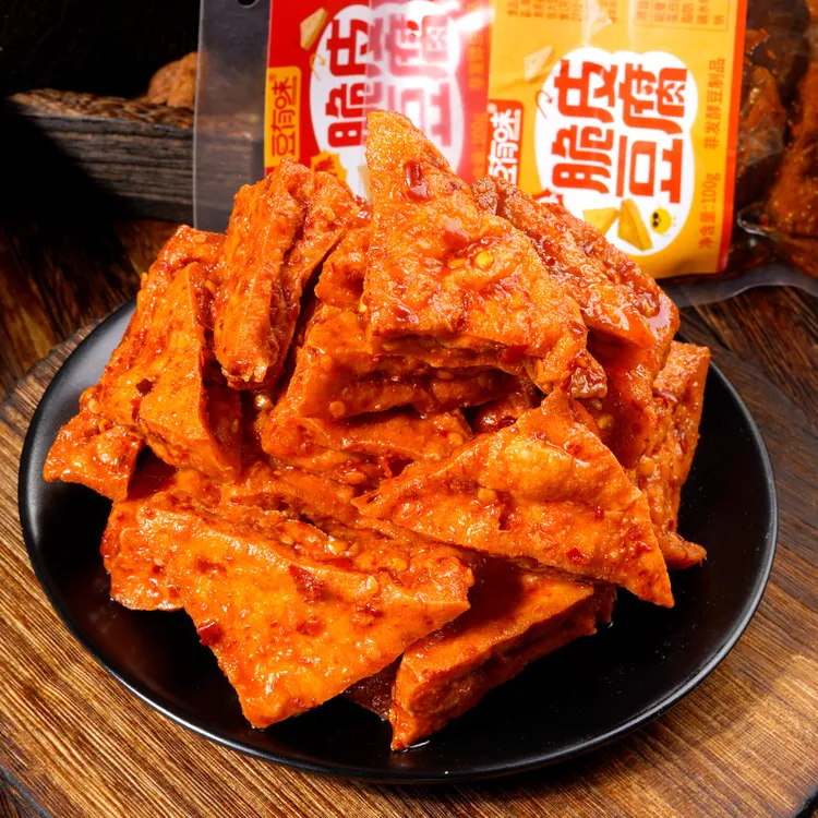 豆有味脆皮豆腐麻辣豆干湖南特产休闲小吃香辣油炸爆汁100g/包