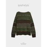 MAFKNN/玛肯时尚休闲简约圆领百搭条纹毛衣MK13254