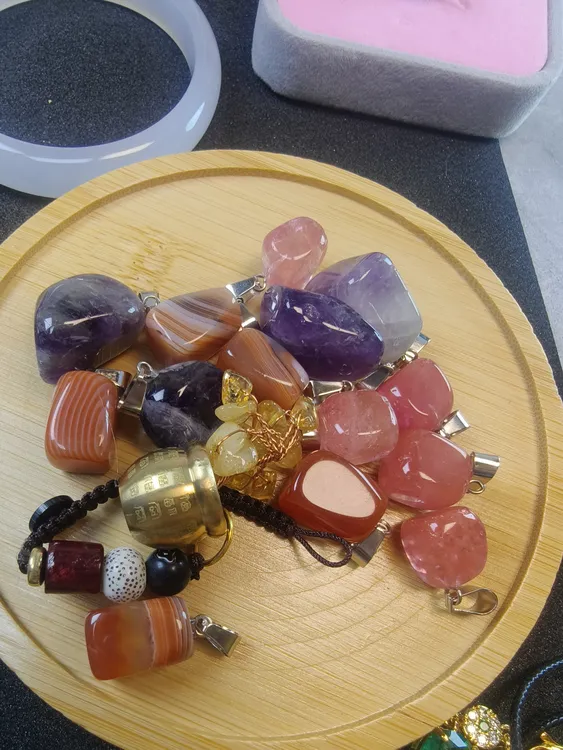 非金属大理石吊坠 随机手工水晶石吊坠彩色配饰紫色饰品