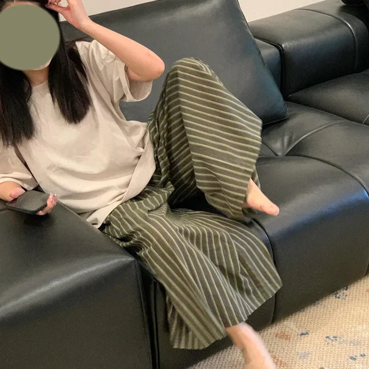 ins韩版纯色短袖睡衣女款夏季2025新款圆领T恤大码睡裤家居服套装