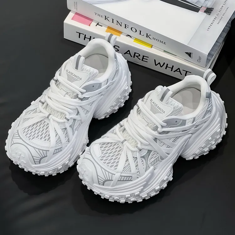 欧货潮鞋轮胎底增高老爹鞋2025夏天单网透气时髦绑带休闲运动鞋女