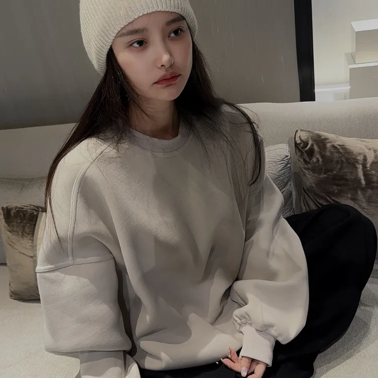 现货LULU BUNNY  过肩线设计高品质复合卫衣宽松休闲圆领卫衣