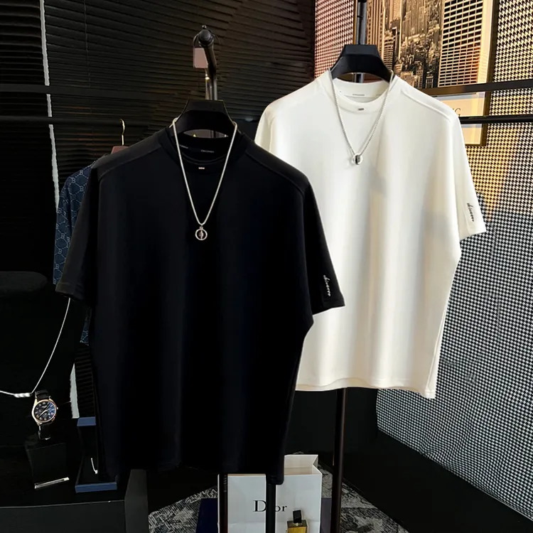 DeweLvum夏季圆领休闲简约百搭短袖T恤男潮时尚宽松半袖上衣男装